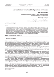 Analysis of Electronic Transactions Bill in Nigeria: Issues and Prospects