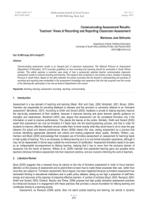 Communicating Assessment Results: Teachers’ Views of Recording and Reporting Classroom Assessment