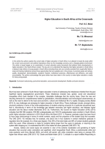 Higher Education in South Africa at the Crossroads Prof. K.C. Moloi