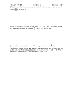 Calculus II, MA 112 WorkSheet 1 December 1, 1998