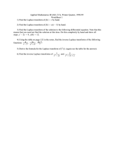 Applied Mathematics III (MA 213), Winter Quarter, 1998-99 WorkSheet 1 t f