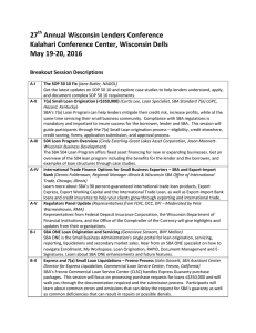 27 Annual Wisconsin Lenders Conference Kalahari Conference Center, Wisconsin Dells May 19-20, 2016