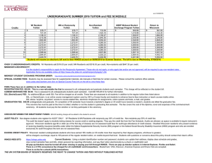 UNDERGRADUATE SUMMER 2016 TUITION and FEE SCHEDULE