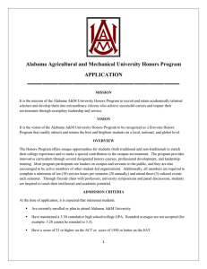 Alabama Agricultural and Mechanical University Honors Program APPLICATION