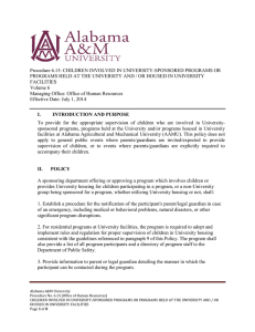 Procedure 6.15: CHILDREN INVOLVED IN UNIVERSITY-SPONSORED PROGRAMS OR