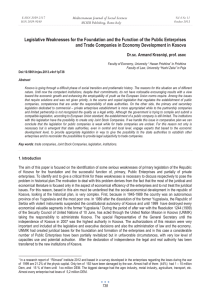 Legislative Weaknesses for the Foundation and the Function of the... and Trade Companies in Economy Development in Kosova