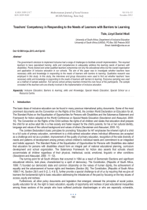 Teachers’ Competency in Responding to the Needs of Learners with... Tlale, Lloyd Daniel Nkoli Mediterranean Journal of Social Sciences