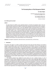 The Fluctuating Nature of Risk Management Models Dr. Diana Viljoen