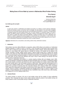 Making Sense of Errors Made by Learners in Mathematical Word... Percy Sepeng Sithembile Sigola Mediterranean Journal of Social Sciences