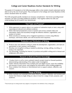 College and Career Readiness Anchor Standards for Writing
