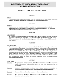 UNIVERSITY OF WISCONSIN-STEVENS POINT ALUMNI ASSOCIATION CONSTITUTION AND BY-LAWS