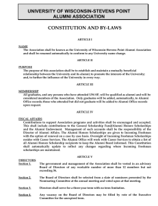 UNIVERSITY OF WISCONSIN-STEVENS POINT ALUMNI ASSOCIATION CONSTITUTION AND BY-LAWS