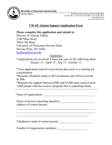 UW-SP Alumni Support Please complete this application and submit to