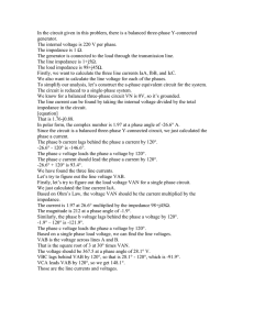 In the circuit given in this problem, there is a... generator. The internal voltage is 220 V per phase.