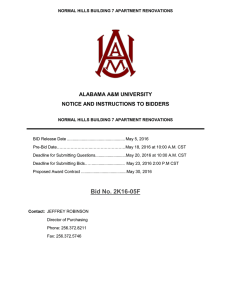 ALABAMA A&amp;M UNIVERSITY NOTICE AND INSTRUCTIONS TO BIDDERS