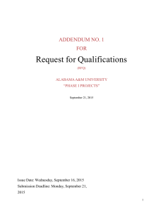 Request for Qualifications ADDENDUM NO. 1 FOR