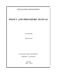 POLICY  AND  PROCEDURE  MANUAL PURCHASING DEPARTMENT Purchasing Department