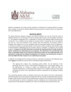 Effective immediately, this notice shall be included in all Requests... labor, supplies, or services for Alabama A&amp;M University pursuant to...