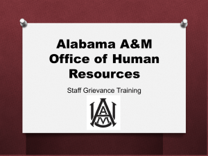 Alabama A&amp;M Office of Human Resources Staff Grievance Training