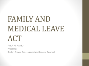 FAMILY AND MEDICAL LEAVE ACT FMLA AT AAMU