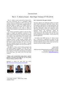 The U. V. Helava Award – Best Paper Volumes 87-98... Announcement