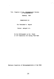 14th  Congress  of  the  International ... of  Photogrammetry Hamburg  1980 COMMISSION  III