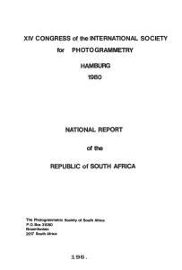 XIV CONGRESS of the INTERNATIONAL  SOCIETY PHOTOGRAMMETRY HAMBURG 1980