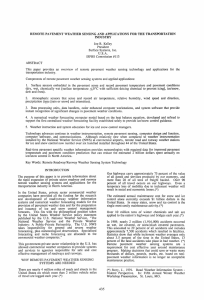 REMOTE PAVEMENT WEATHER SENSING AND  APPLICATIONS FOR THE TRANSPORTATION INDUSTRY Joe Kelley
