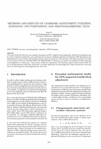 METHODS  AND  RESULTS  OF  COMBINED ... KINEMATIC  GPS  POSITIONING  AND  PHOTOGRAMMETRIC ...