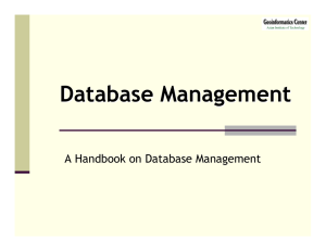 Database Management A Handbook on Database Management