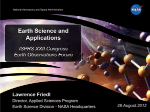 Earth Science and Applications ISPRS XXII Congress Earth Observations Forum