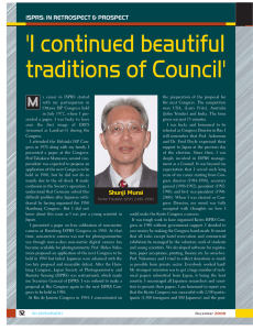 'I continued beautiful traditions of Council' m ISPRS: IN RETROSPECT &amp; PROSPECT