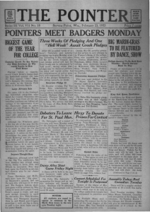 'THE POINTER POINTERS  MEET  BADGERS  MONDA&#34;( BIGGEST  GAME