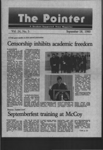 Censorship inhibits academic freedom Vol.  24,  No.  5 ·
