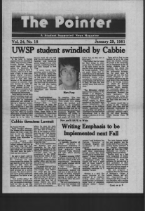 UWSP student swindled by Cabbie · Vol.