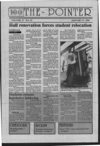Hall renovation forces  student relocation VOLUME. 37  NO. 15 JANUARY 27,1994
