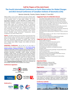 Call for Papers of the Joint Event  The Fourth International Conference on Earth Observation for Global Changes  and 2013 Annual Conference of Canadian Institute of Geomatics (CIG) 