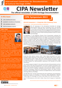 CIPA Newsletter CIPA Symposium 2013 The official newsletter of CIPA Heritage Documentation