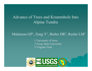 Advance of Trees and Krummholz Into Alpine Tundra Malanson GP , Zeng Y