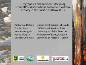 Orographic Enhancement, declining streamflow distributions and recent wildfire