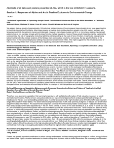 Abstracts of all talks and posters presented at AGU 2014... Session 1: Responses of Alpine and Arctic Treeline Ecotones to... TALKS