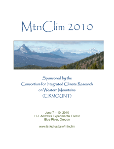 MtnClim 2010  Sponsored by the Consortium for Integrated Climate Research