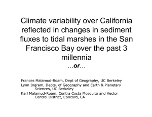 Climate variability over California reflected in changes in sediment