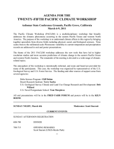 TWENTY-FIFTH PACIFIC CLIMATE WORKSHOP AGENDA FOR THE March 6-9, 2011