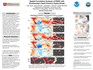Spatial Correlation Analysis of ENSO with Southwestern North America Hydroclimate Results Introduction
