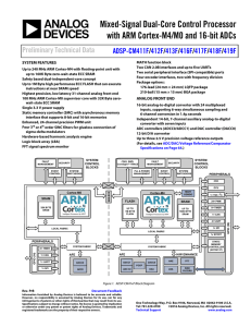 Mixed-Signal Dual-Core Control Processor with ARM Cortex-M4/M0 and 16-bit ADCs ADSP-CM411F