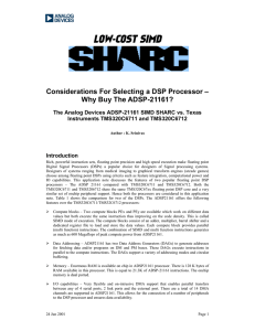LOW-COST SIMD  Considerations For Selecting a DSP Processor –