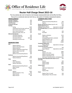 Reuter Hall Charge Sheet 2015-16 T / R