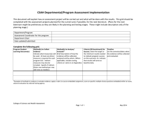 CSAH Departmental/Program Assessment Implementation