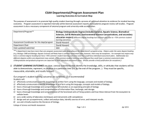 CSAH Departmental/Program Assessment Plan  Learning Outcomes &amp; Curriculum Map